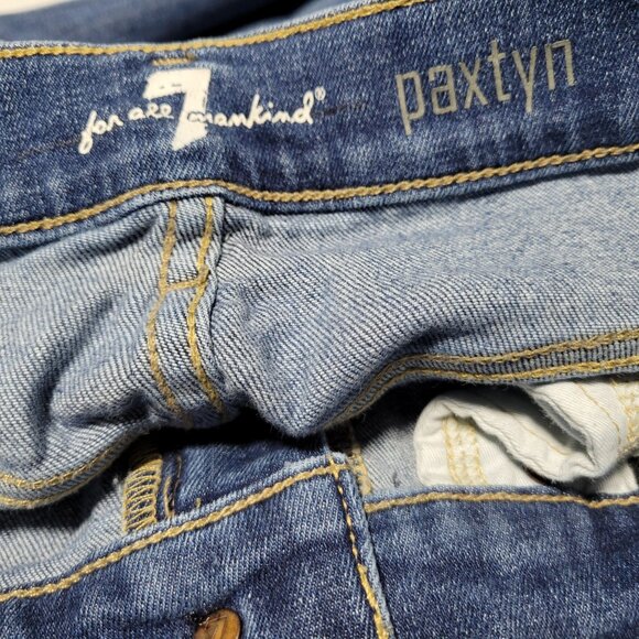7 For All Mankind Paxtyn Jeans Mens Size 30 Straight Low Rise Medium Wash Denim - Picture 4 of 5